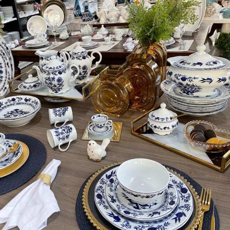 Aparelho de Jantar e Chá 48pçs Cebolinha Porcelana Schmidt